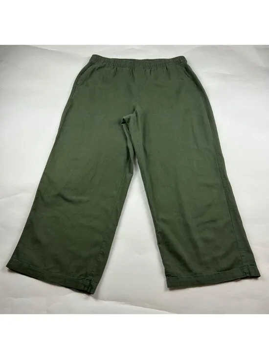 Old Navy Olive Green Linen Blend Wide Leg Lounge Pant L - Picture 1 of 8